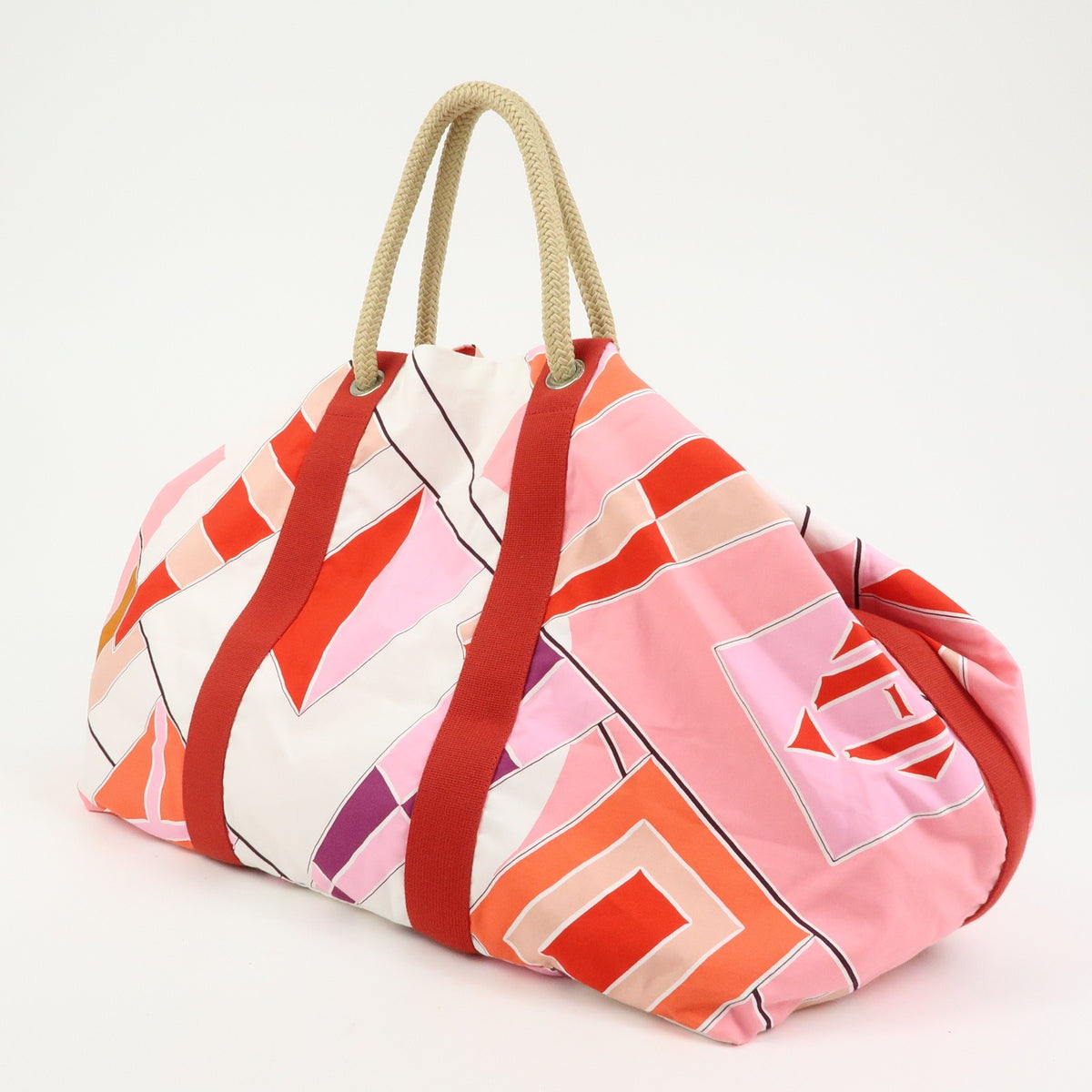 Hermes Drapeaux Au Vent Printed Canvas, Multicolour, Canvas, Handbag