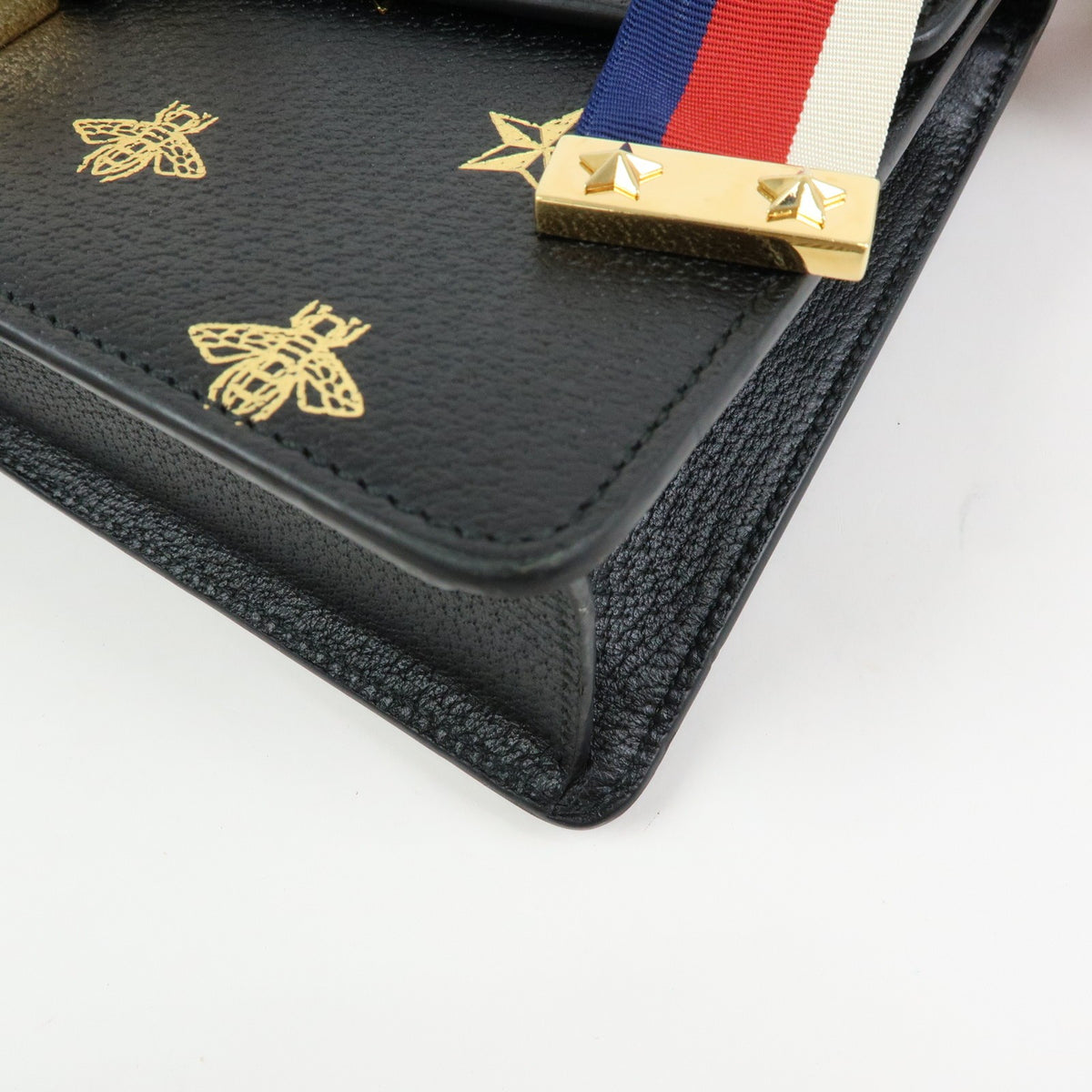 Gucci Sylvie Printed Leather, Black, Leather, Shoulder Bag