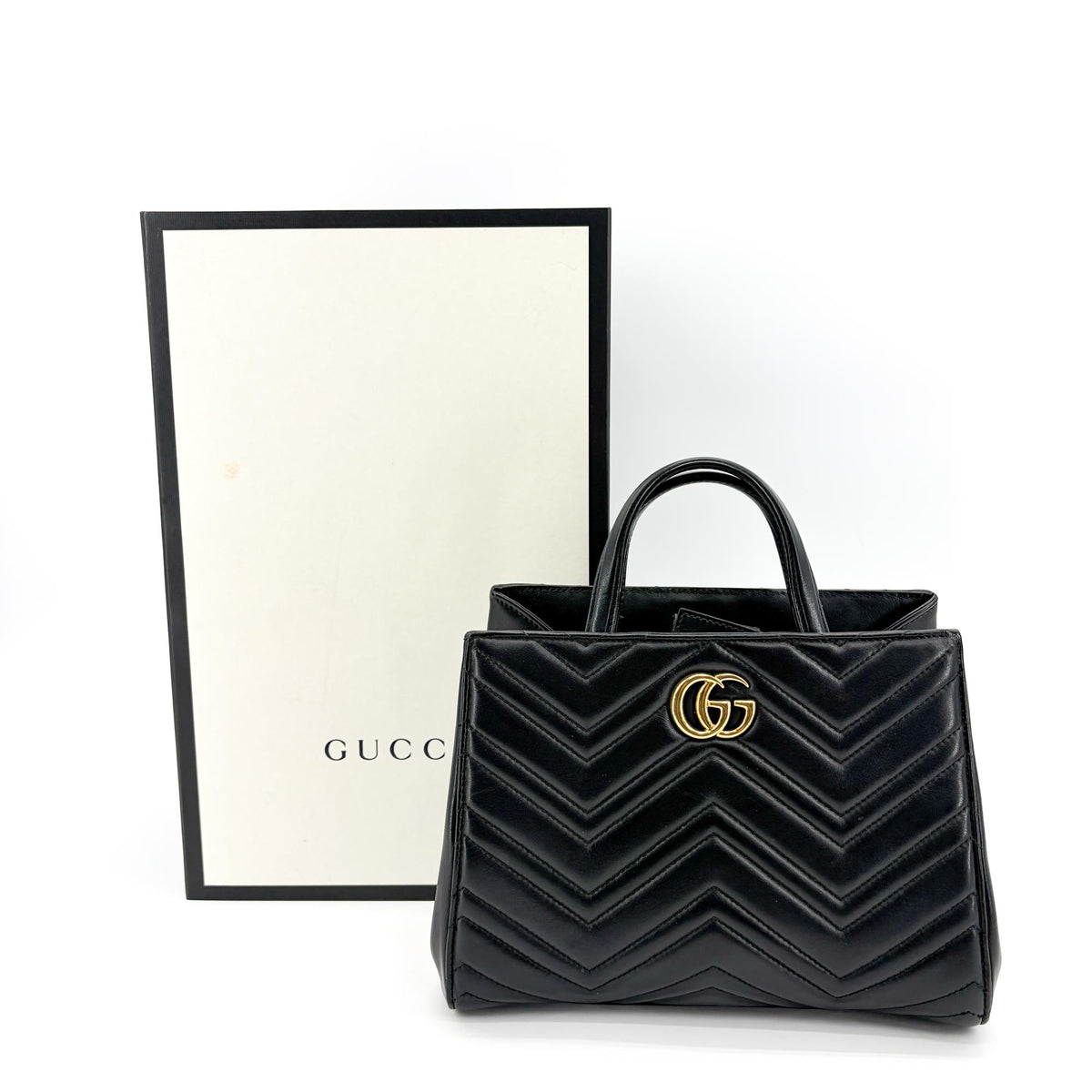 Gucci GG Marmont Tote Matelasse Leather, Black, Leather, Tote Bag