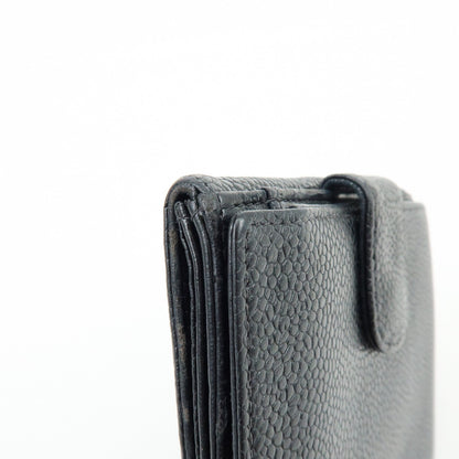 Chanel Vintage Timeless Bifold Caviar, Black, Leather, Wallet