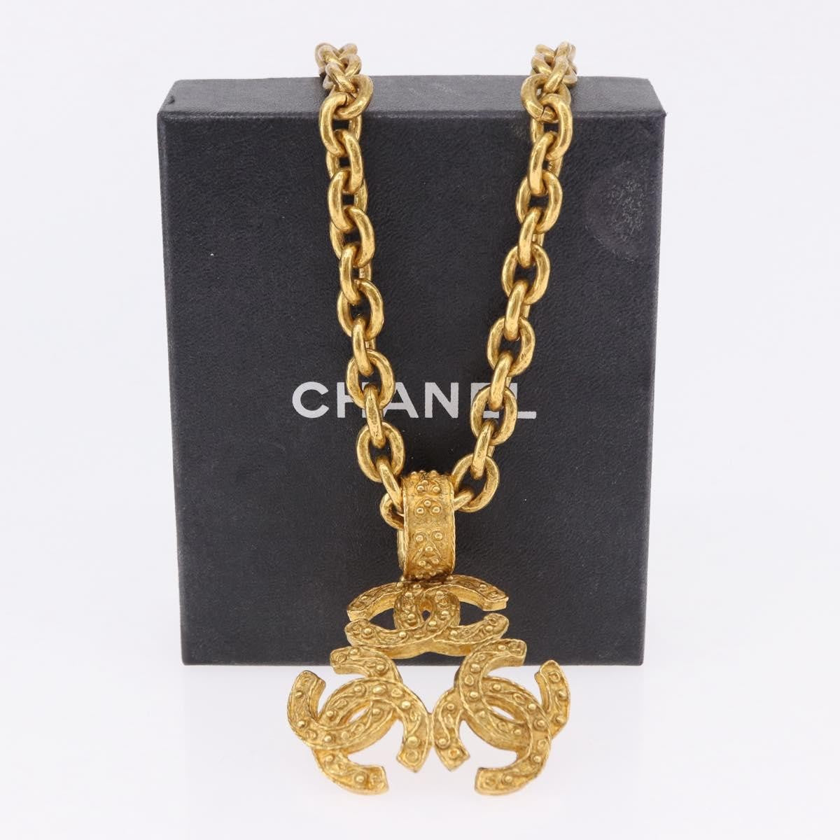 Chanel Vintage Triple CC Chain Metal, Gold, Metal, Necklace
