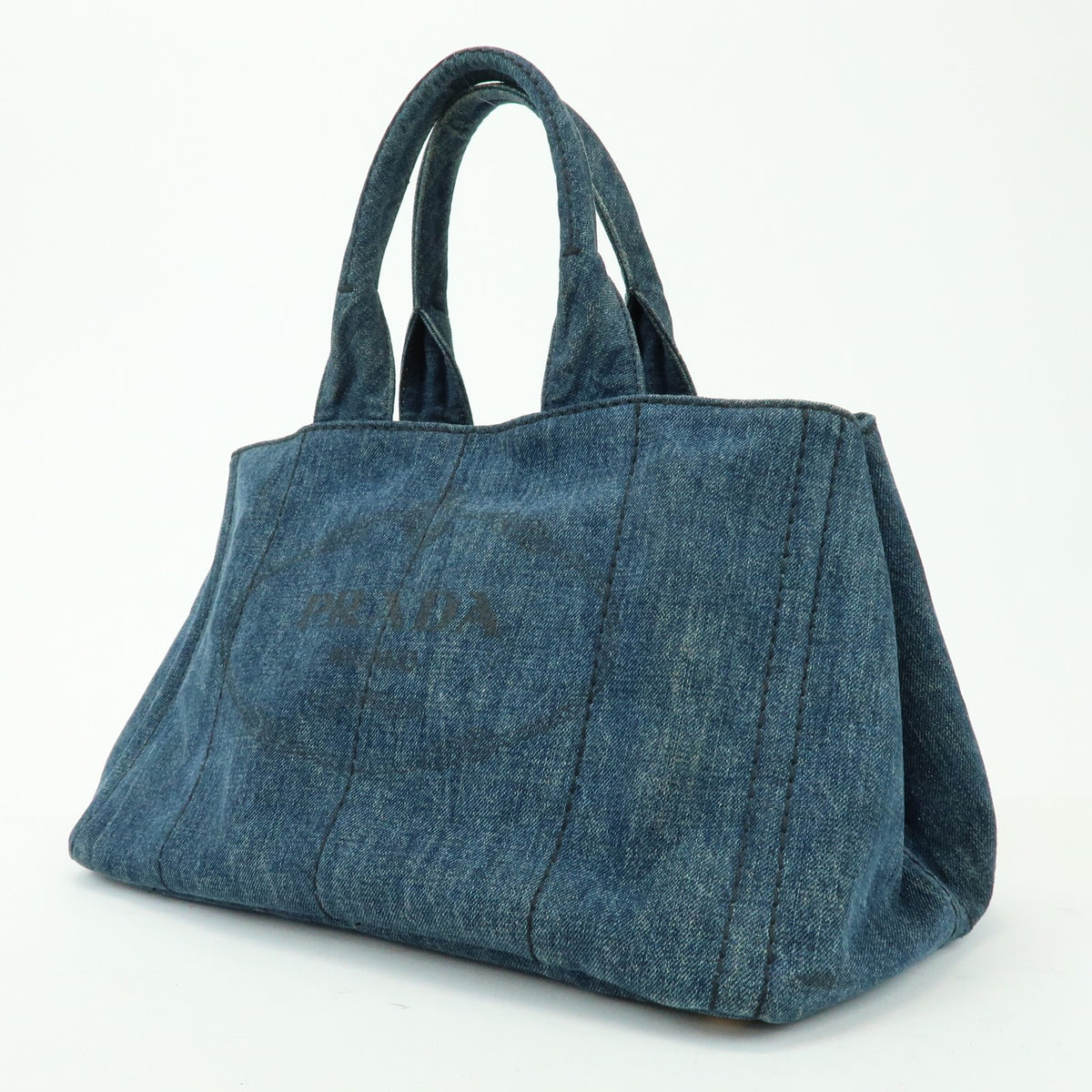 Prada Canapa Denim, Blue, Denim, Tote Bag