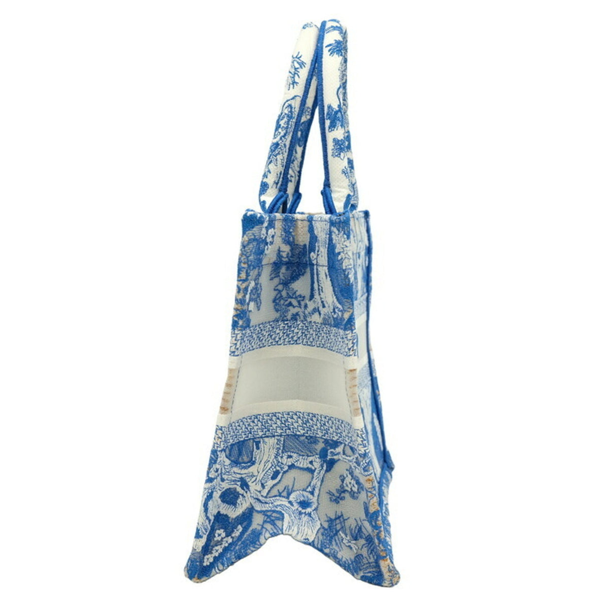 Christian Dior Book Tote Embroidered Canvas, Blue, Canvas, Tote Bag