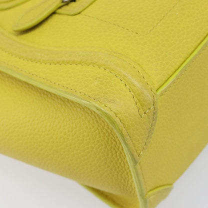 Celine Luggage Grainy Leather, Yellow, Leather, Handbag