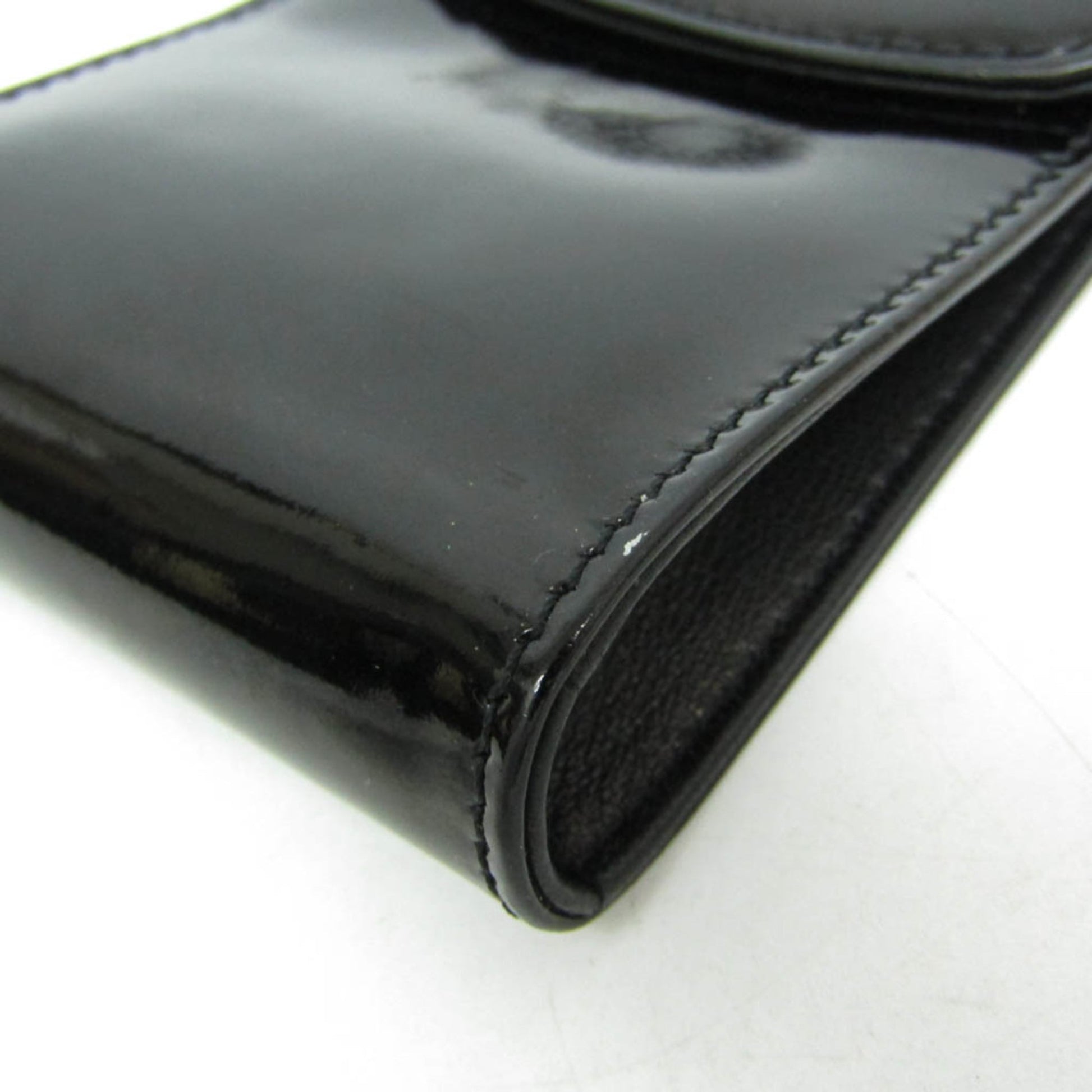 Chanel Key Pouch Patent, Black, Leather, Clutch