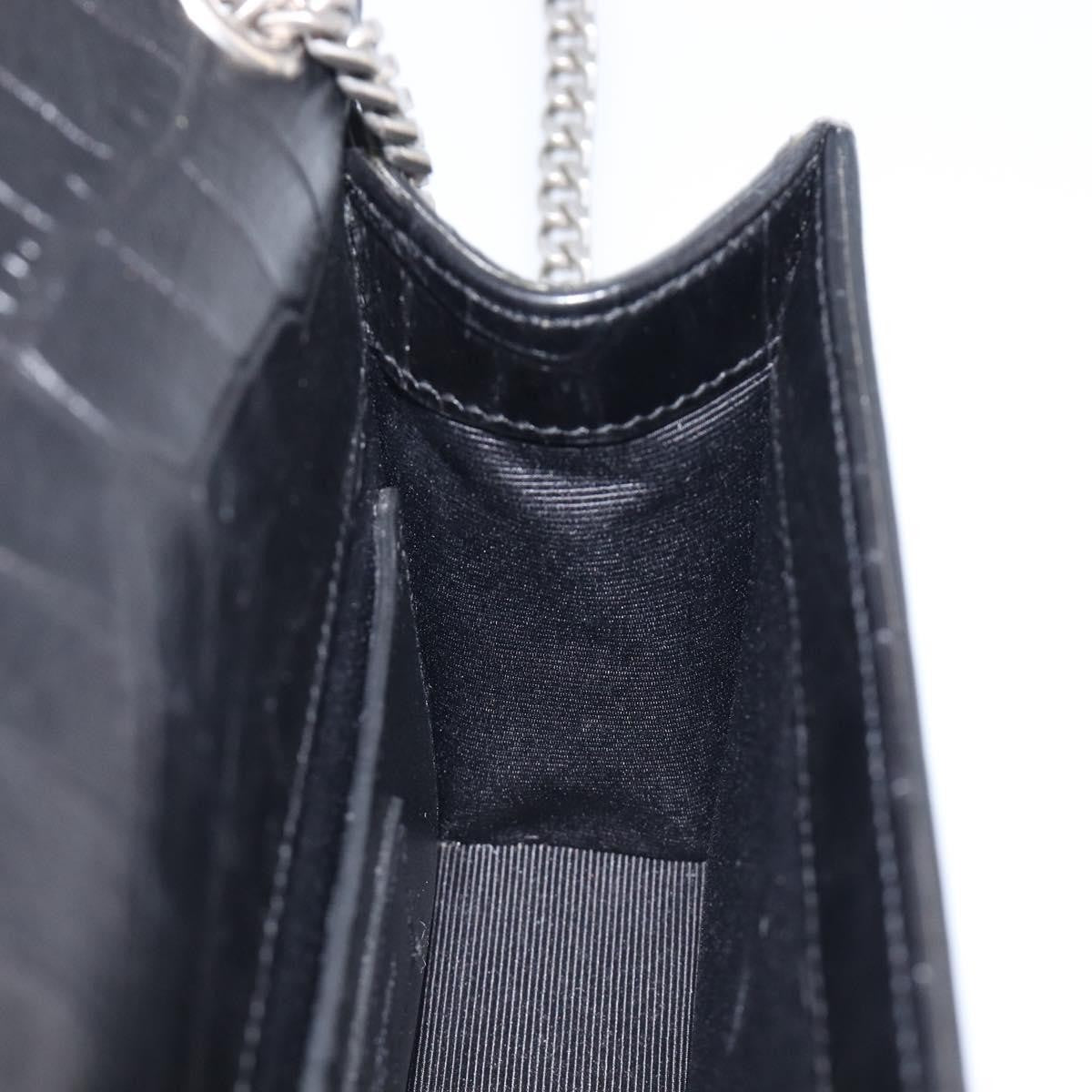 Saint Laurent Classic Monogram Tassel Chain Crocodile Embossed Leather, Black, Leather, Crossbody Bag
