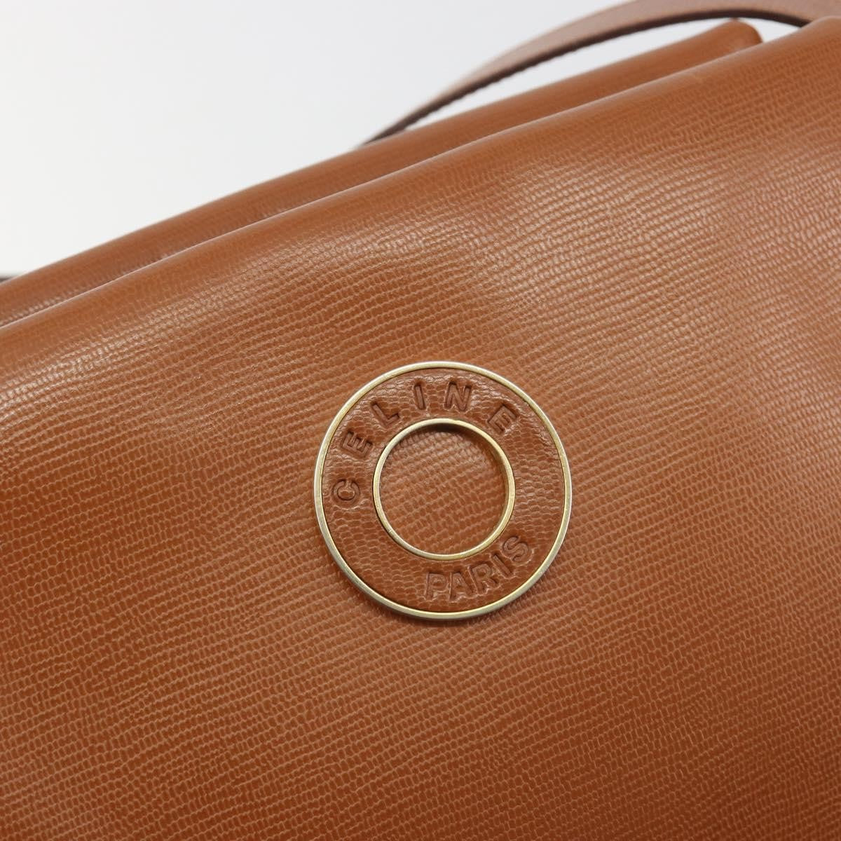 Celine Vintage Circle Logo Leather, Brown, Leather, Shoulder Bag