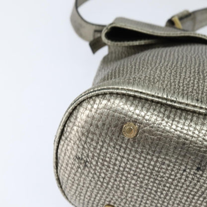 Bvlgari Leoni Top Handle Leather, Silver, Leather, Handbag