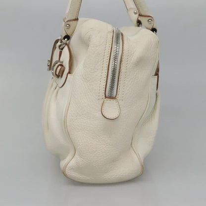 Salvatore Ferragamo Gancini Buckle Leather, White, Leather, Shoulder Bag