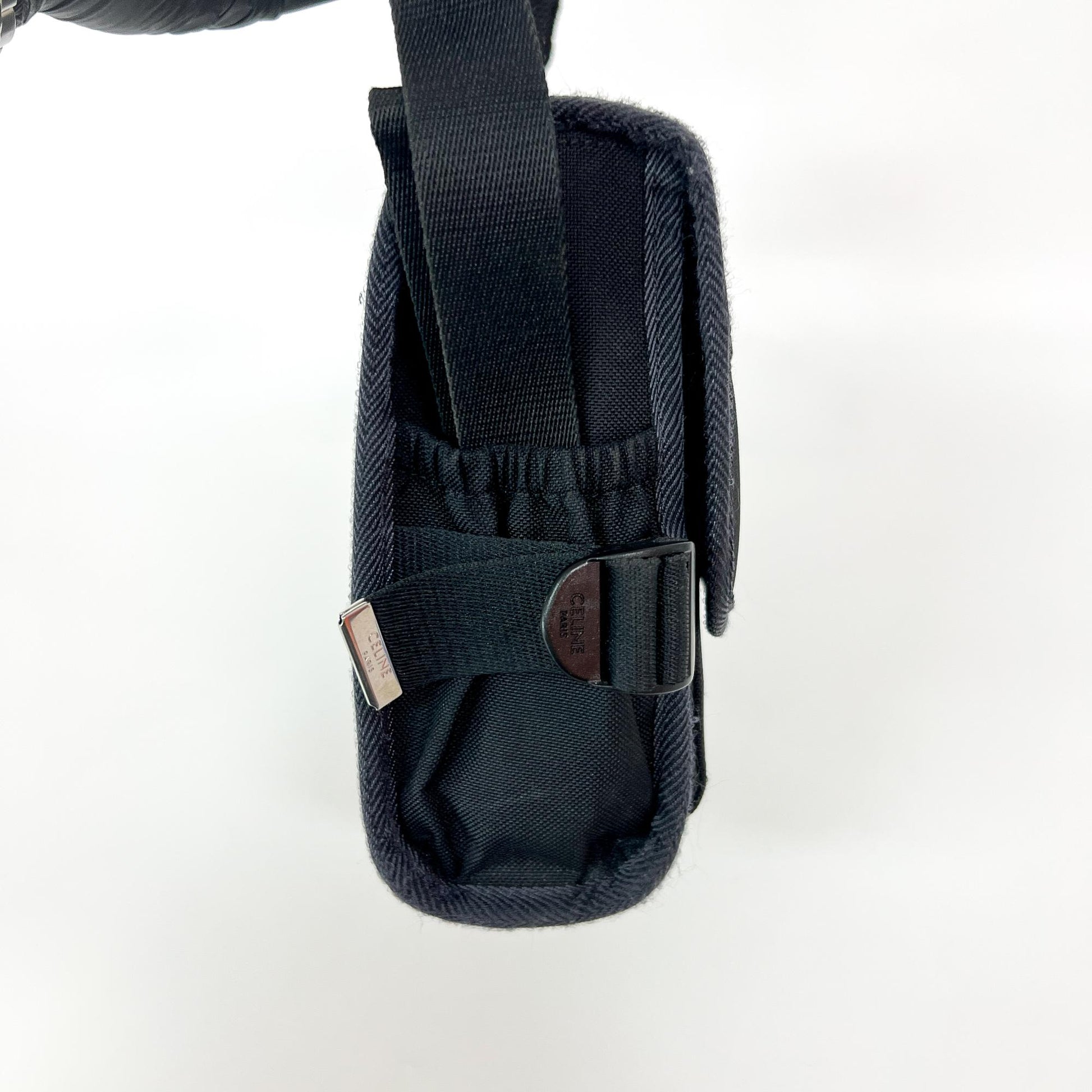 Celine Logo Trekking Messenger Nylon, Black, Nylon, Crossbody Bag