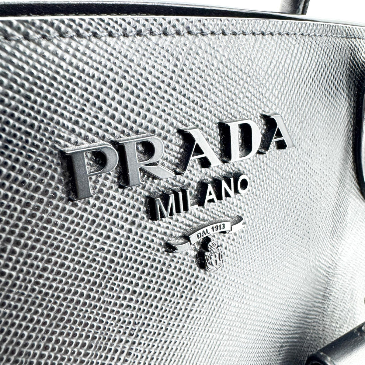 Prada Monochrome Saffiano with City Calf, Black, Leather, Tote Bag