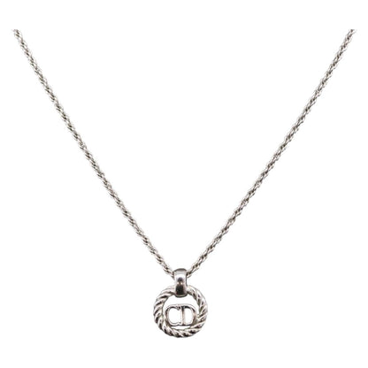 Christian Dior VIntage Circle Pendant Metal, Silver, Metal, Necklace