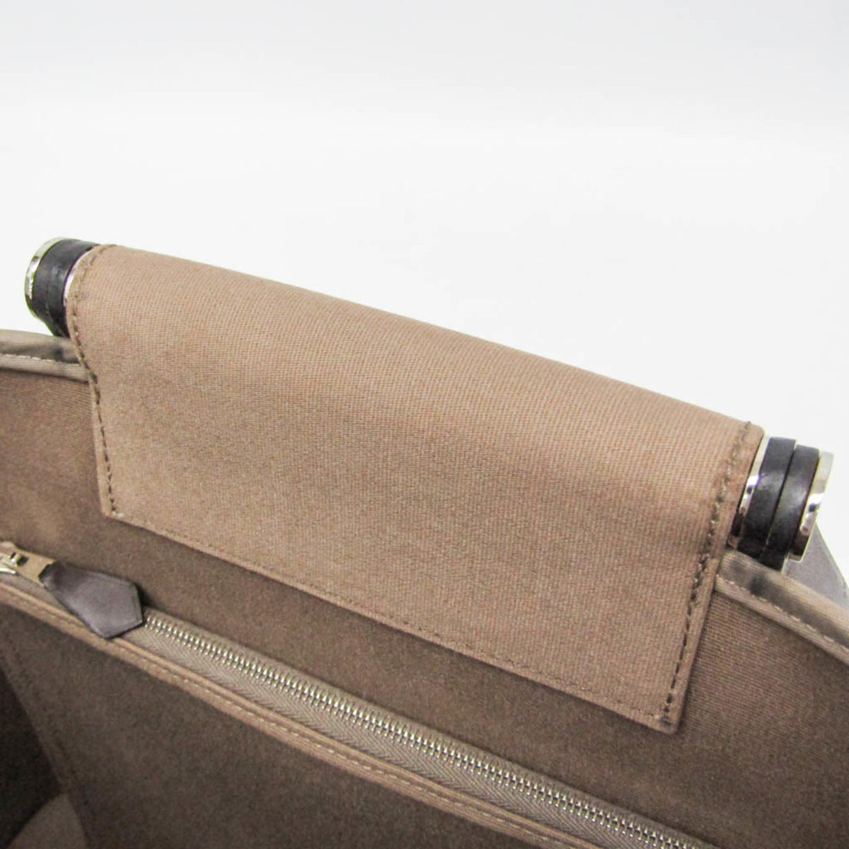 Hermes Cabag Toile and Leather, Brown, Canvas, Handbag