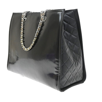 Chanel Lipstick Open Patent Vinyl, Black, Patent Leather, Tote Bag