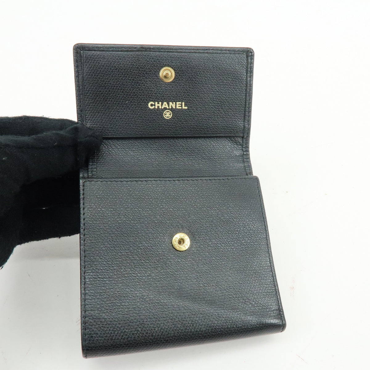 Chanel CC Button Coin Purse Leather, Black, Calfskin, Card Holder