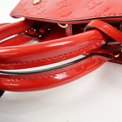 Louis Vuitton Montaigne Monogram Vernis, Red, Patent Leather, Handbag