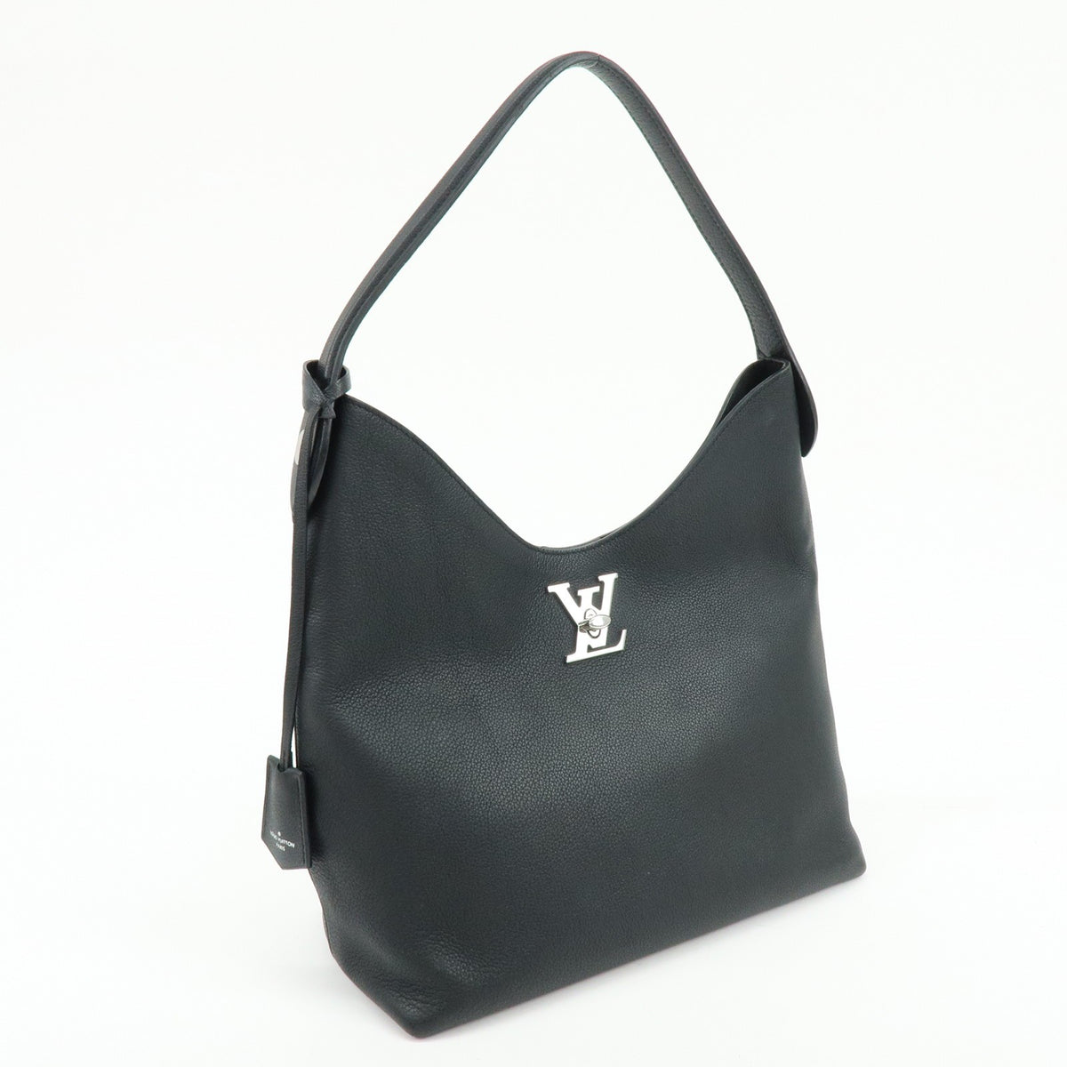 Louis Vuitton Lockme Hobo Leather, Black, Leather, Shoulder Bag