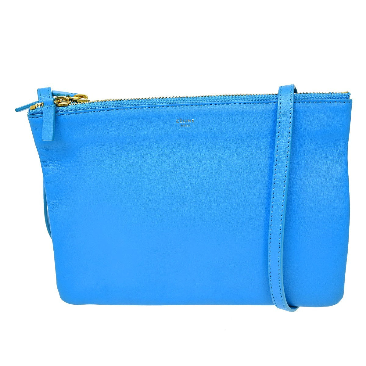 Celine Trio Leather, Blue, Leather, Shoulder Bag