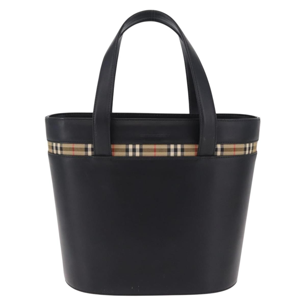 Burberry Nova Check Canvas and Leather, Black, Leather, Handbag