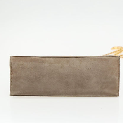 Salvatore Ferragamo Vintage Gancini Chain Suede, Brown, Suede, Shoulder Bag