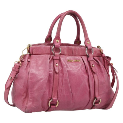 Miu Miu Vitello Lux Leather, Pink, Leather, Handbag
