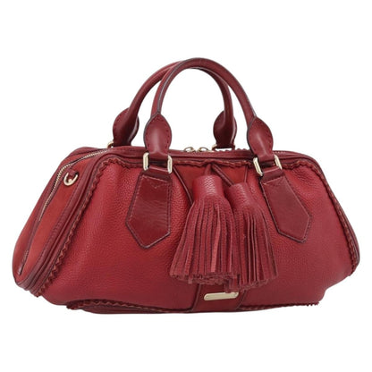 Burberry Hedwig Bowler Leather with Suede, Red, Leather, Handbag