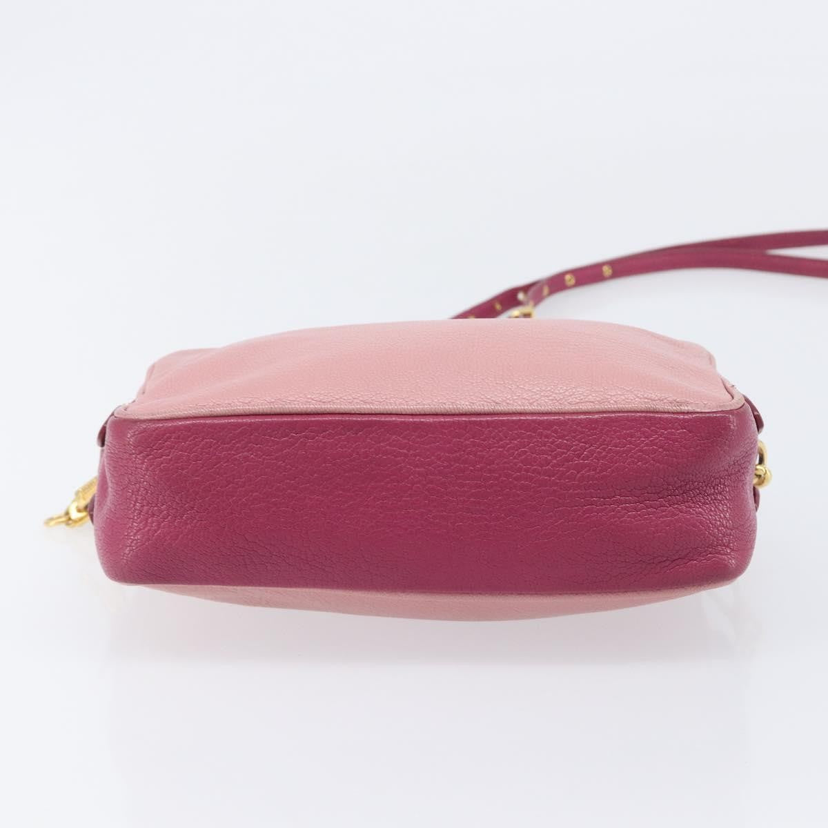 Miu Miu Madras Double Zip Leather, Pink, Leather, Crossbody Bag
