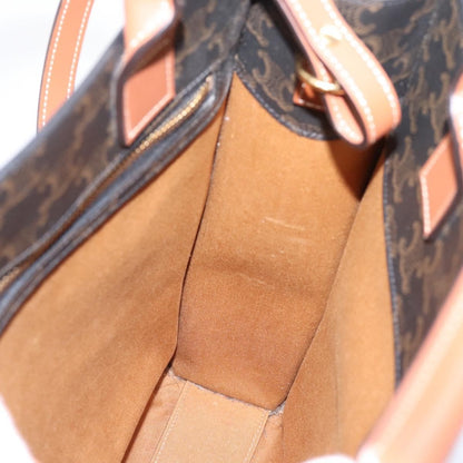 Celine Vertical Cabas Triomphe Coated Canvas, Brown, Canvas, Tote Bag