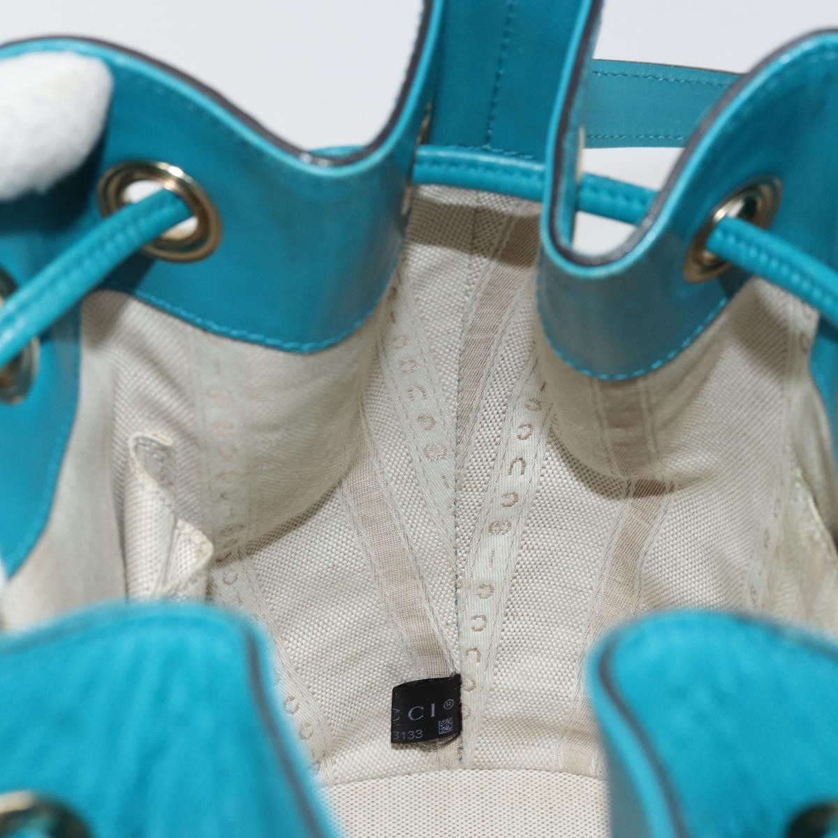 Gucci Bright Bucket Diamante Leather, Blue, Leather, Shoulder Bag