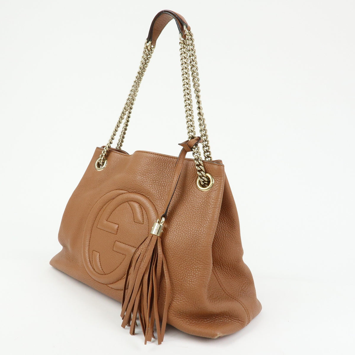 Gucci Soho Chain Strap Leather, Brown, Leather, Shoulder Bag