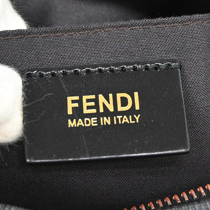 Fendi Front Pocket Messenger Zucchino Coated Canvas, Black, PVC, Shoulder Bag