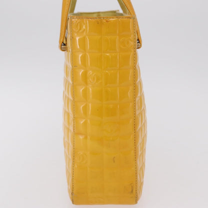 Chanel Chocolate Bar CC Quilted Patent, Yellow, Patent Leather, Tote Bag