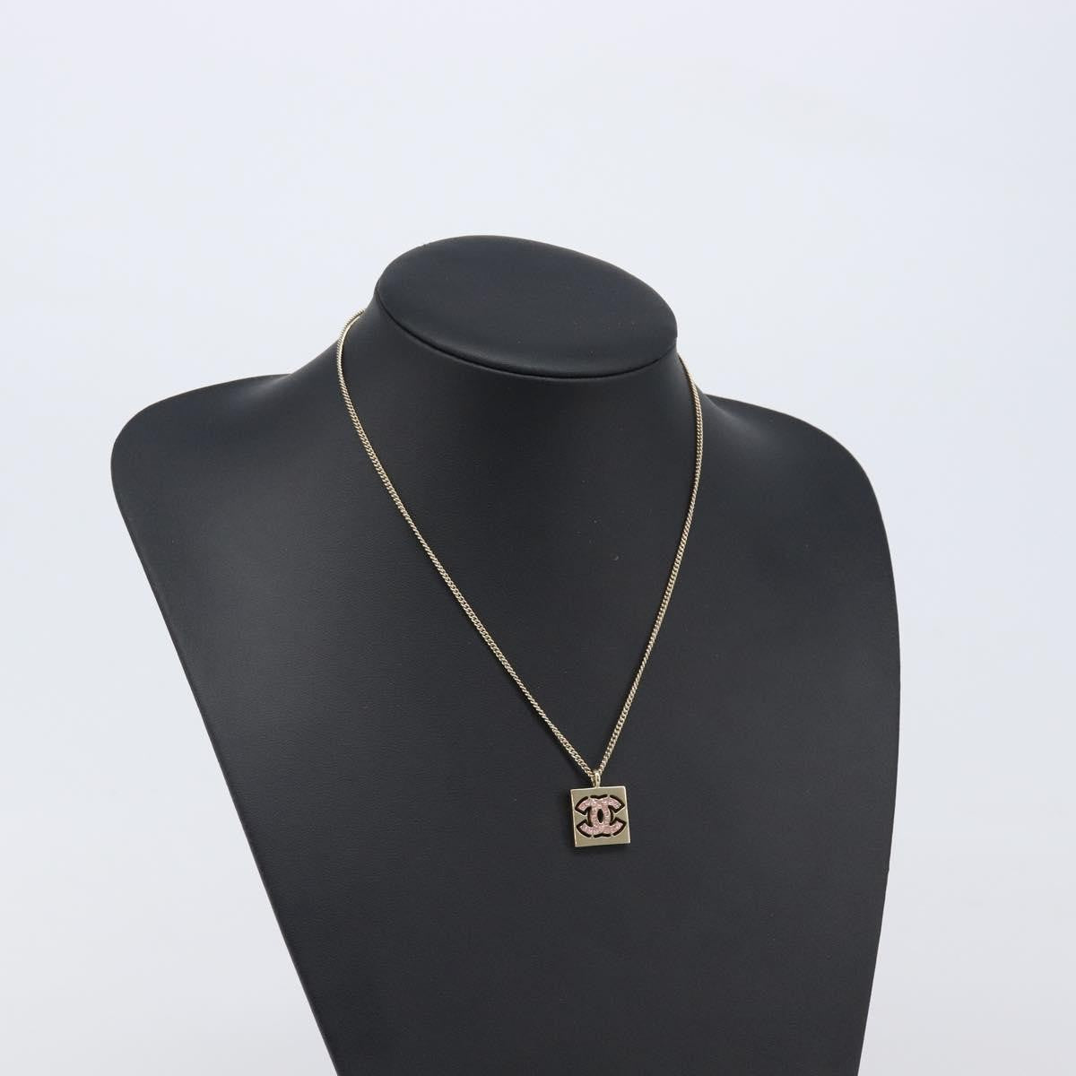 Chanel Square CC Pendant Metal, Gold, Metal, Necklace