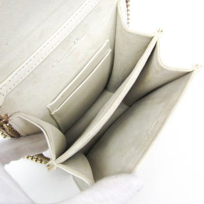 Christian Dior Diorama Vertical Clutch on Chain Studded Leather, White, Leather, Clutch