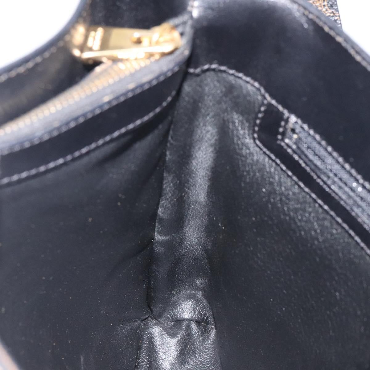 Celine Vintage Macadam Canvas and Leather, Black, Canvas, Shoulder Bag
