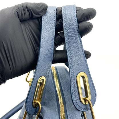 Chloe Paraty Military Top Handle Leather, Navy, Leather, Handbag