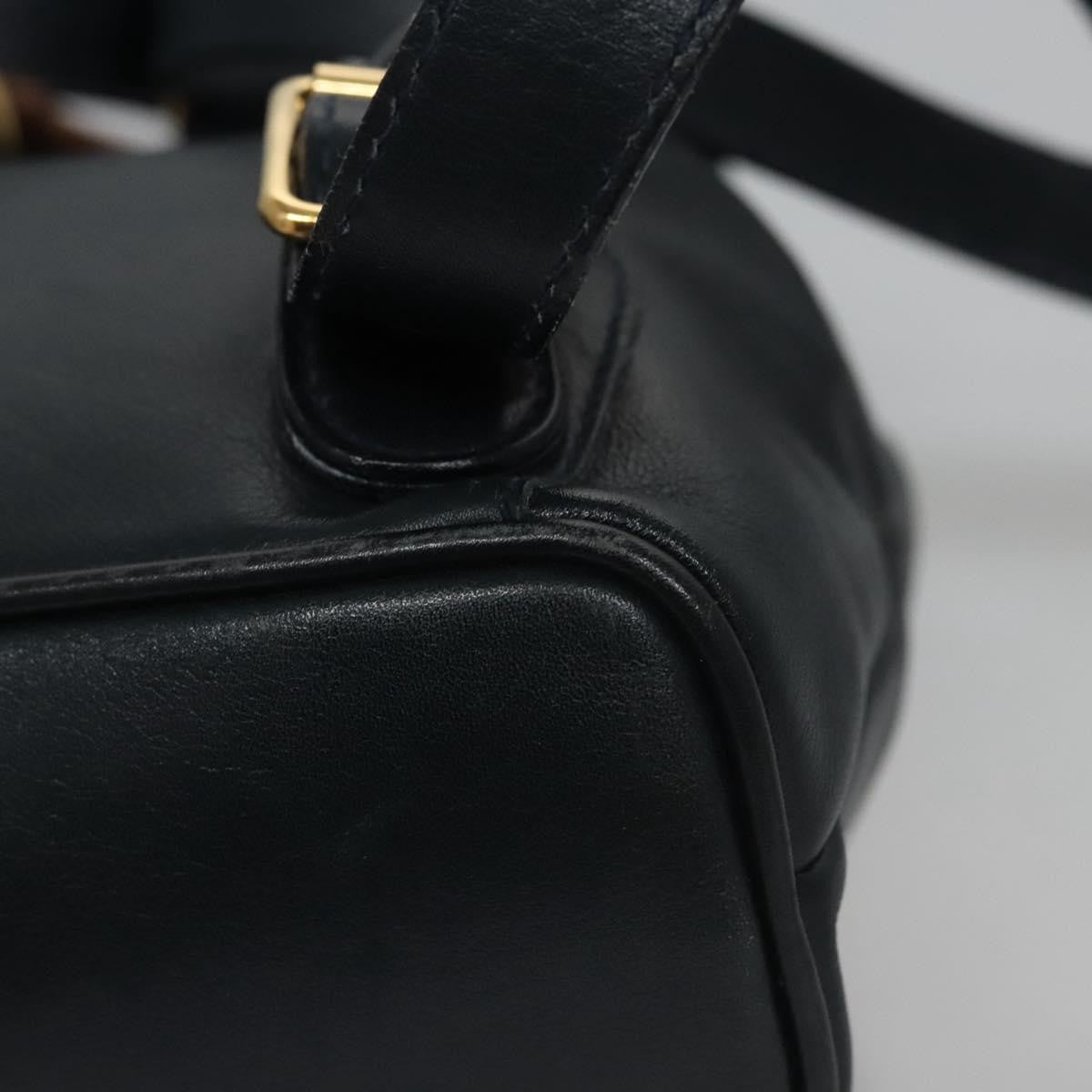Gucci Vintage Bamboo Leather, Black, Leather, Backpack