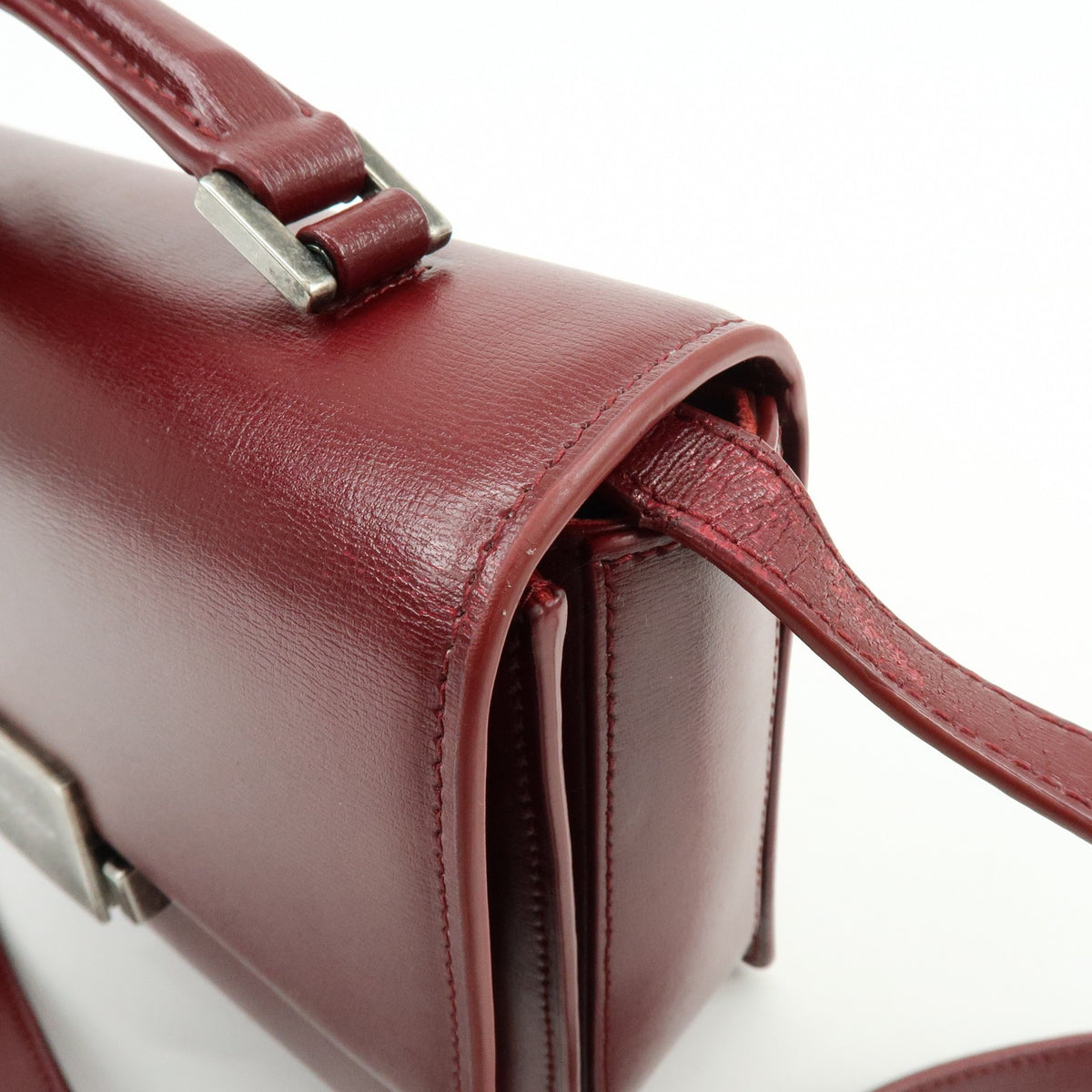 Saint Laurent Bellechasse Satchel Leather, Red, Leather, Handbag