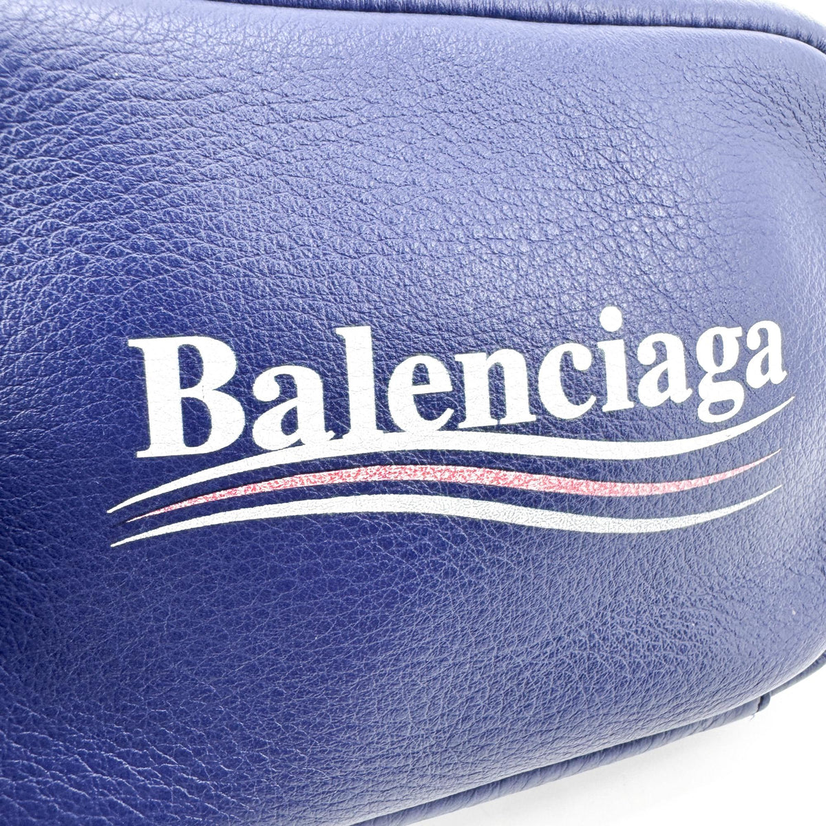 Balenciaga Everyday Camera Printed Leather, Blue, Leather, Handbag