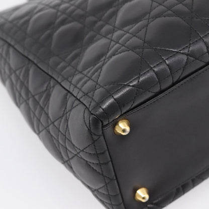 Christian Dior Vintage Lady Dior Cannage Quilt Lambskin, Black, Leather, Handbag