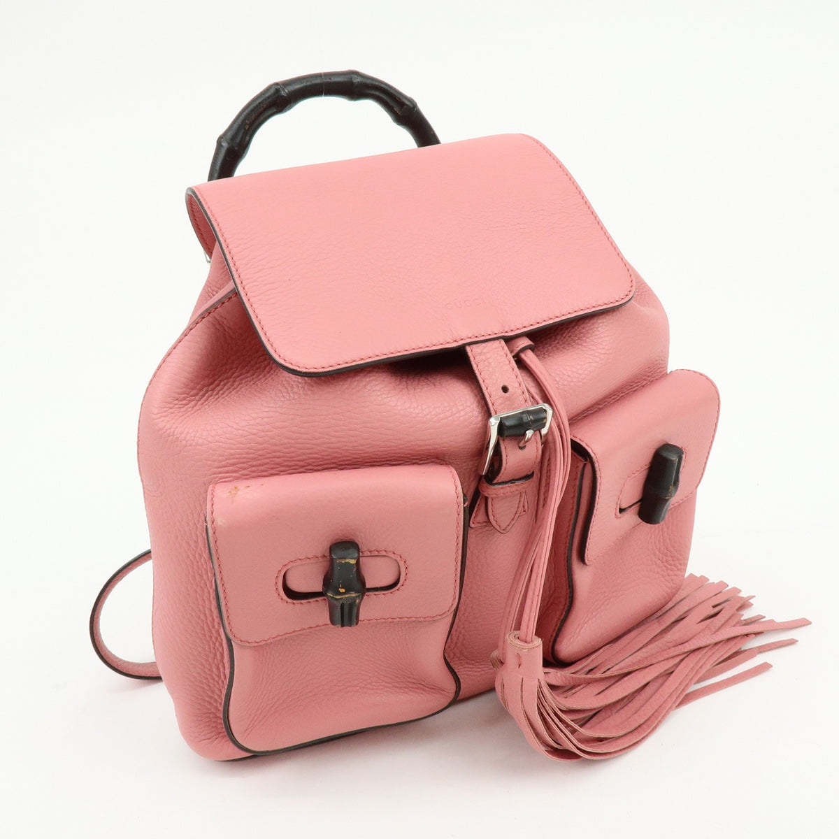 Gucci Bamboo Tassel Leather, Pink, Leather, Backpack