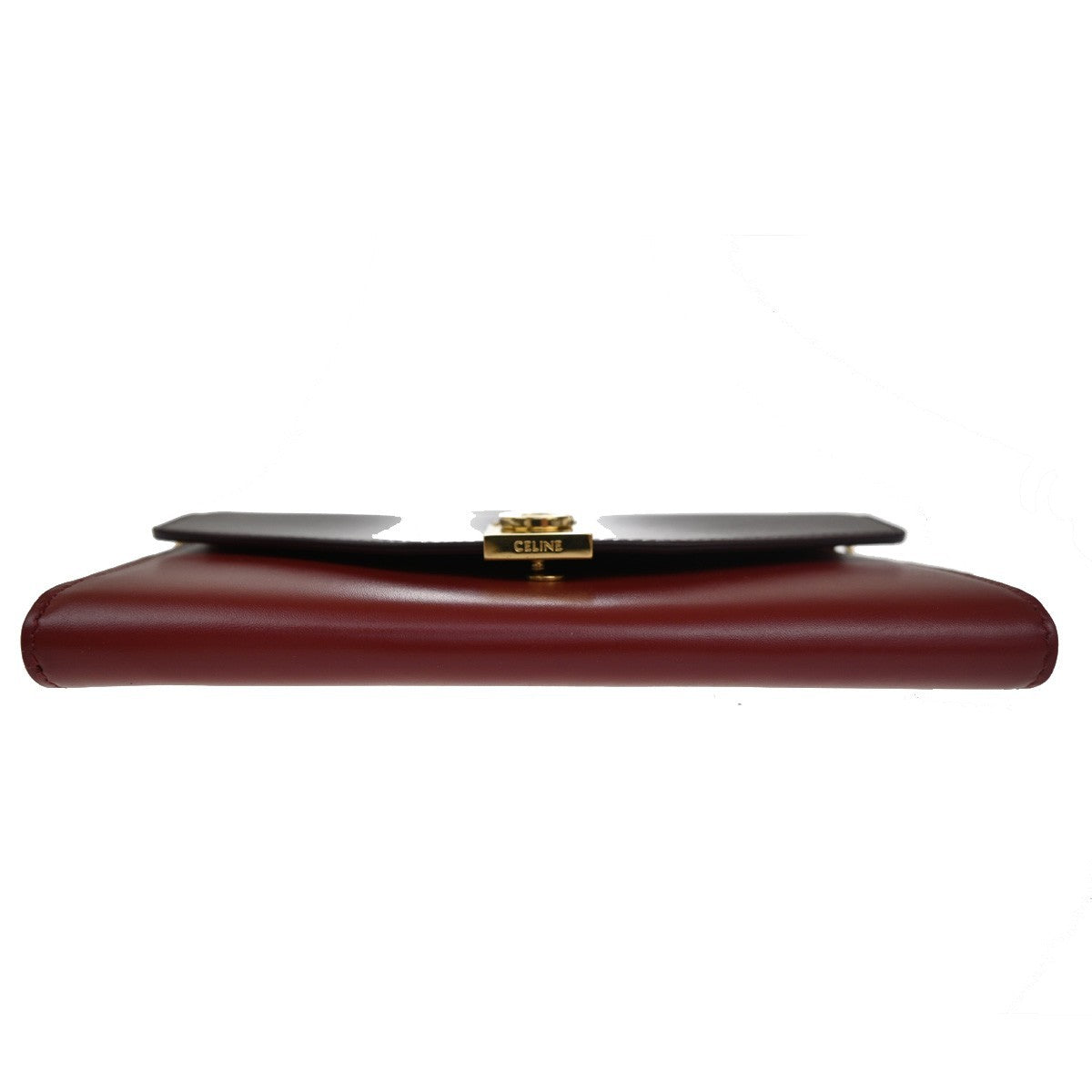Celine C Wallet on Chain Leather, Black, Leather, Clutch