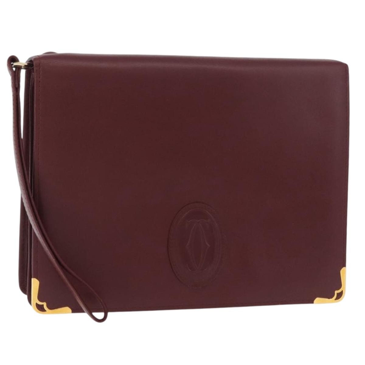 Cartier Must de Cartier Clutch Leather, Burgundy, Leather, Clutch