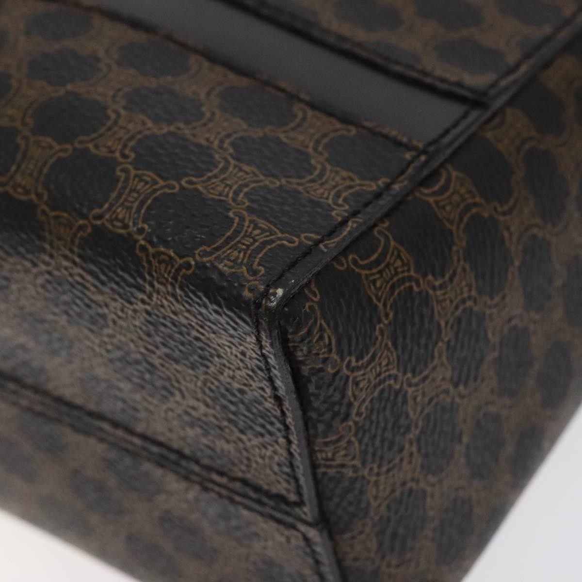 Celine Vintage Macadam Canvas and Leather, Black, Canvas, Shoulder Bag