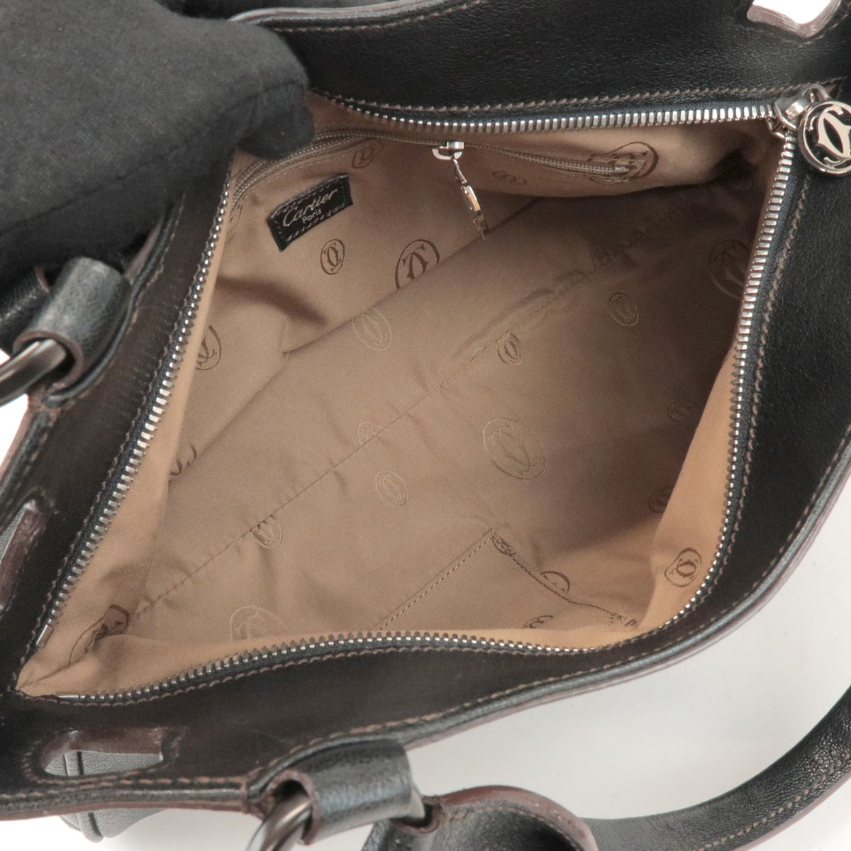 Cartier Marcello Leather, Black, Leather, Handbag