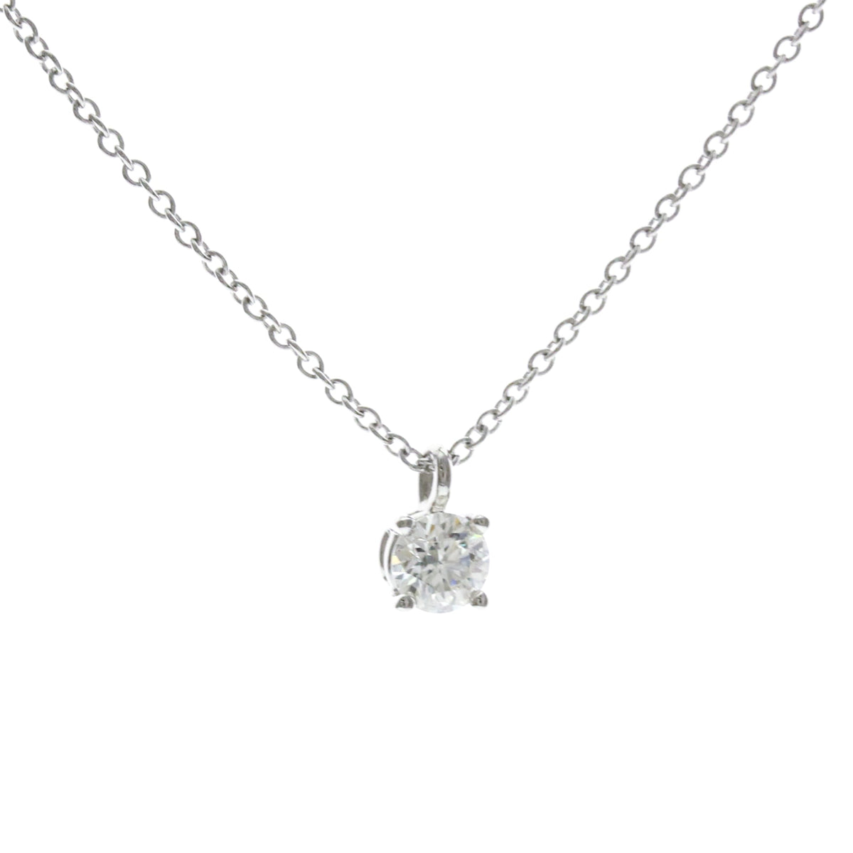 Tiffany & Co. Solitaire Pendant Platinum with Emerald Cut Diamond, Silver, Platinum, Necklace