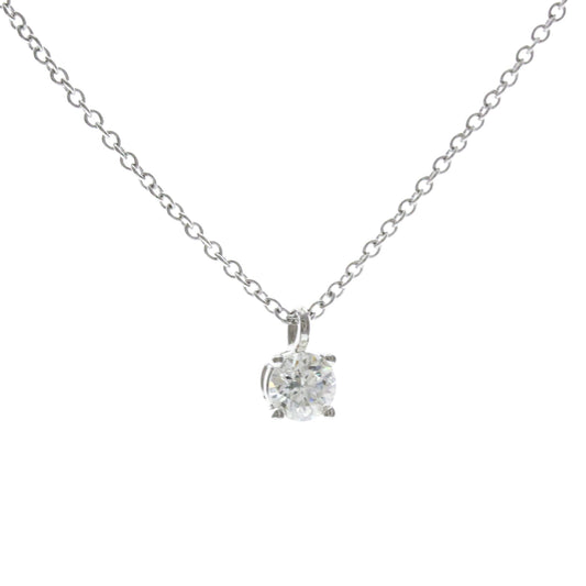 Tiffany & Co. Solitaire Pendant Platinum with Emerald Cut Diamond, Silver, Platinum, Necklace