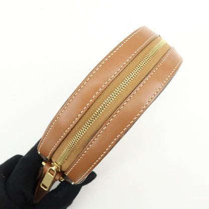 Celine Round Purse on Strap Triomphe Coated Canvas, Brown, Canvas, Crossbody Bag