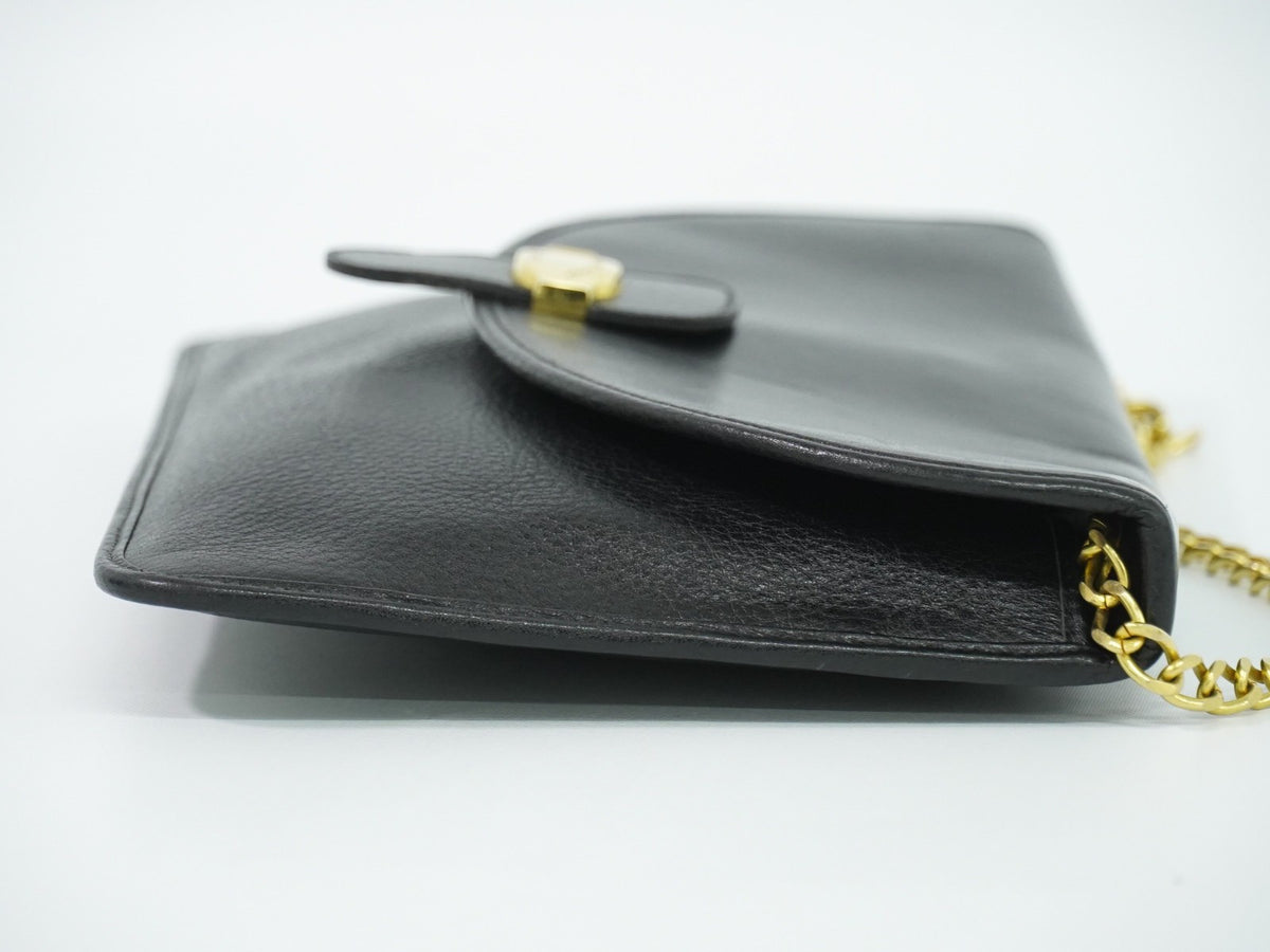 Christian Dior Shoulder Leather, Black, Leather, Shoulder Bag