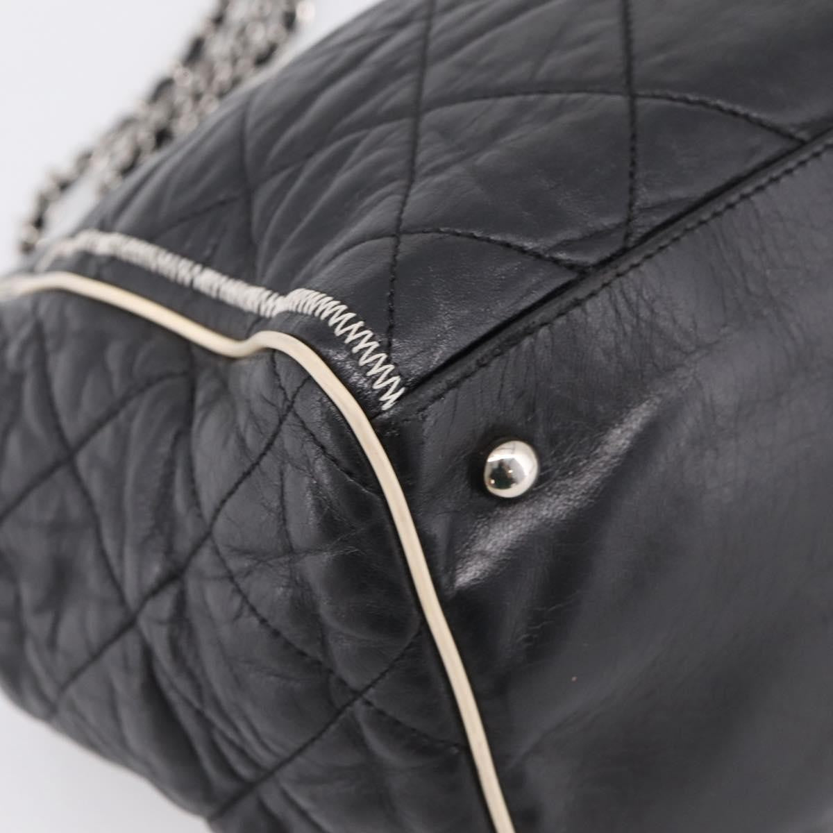 Chanel North South Mademoiselle Lock Quilted Leather, Black, Leather, Tote Bag